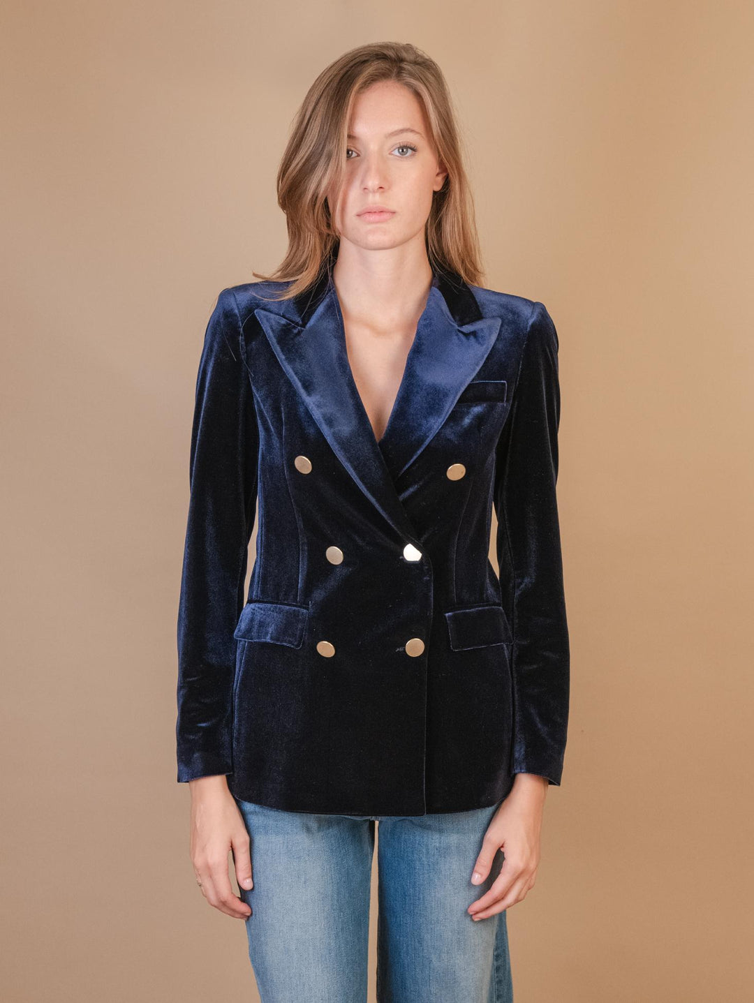 BLAZER DOPPIOPETTO IN VELLUTO BLU 3877/2894 111 ANDREA MORANDO 