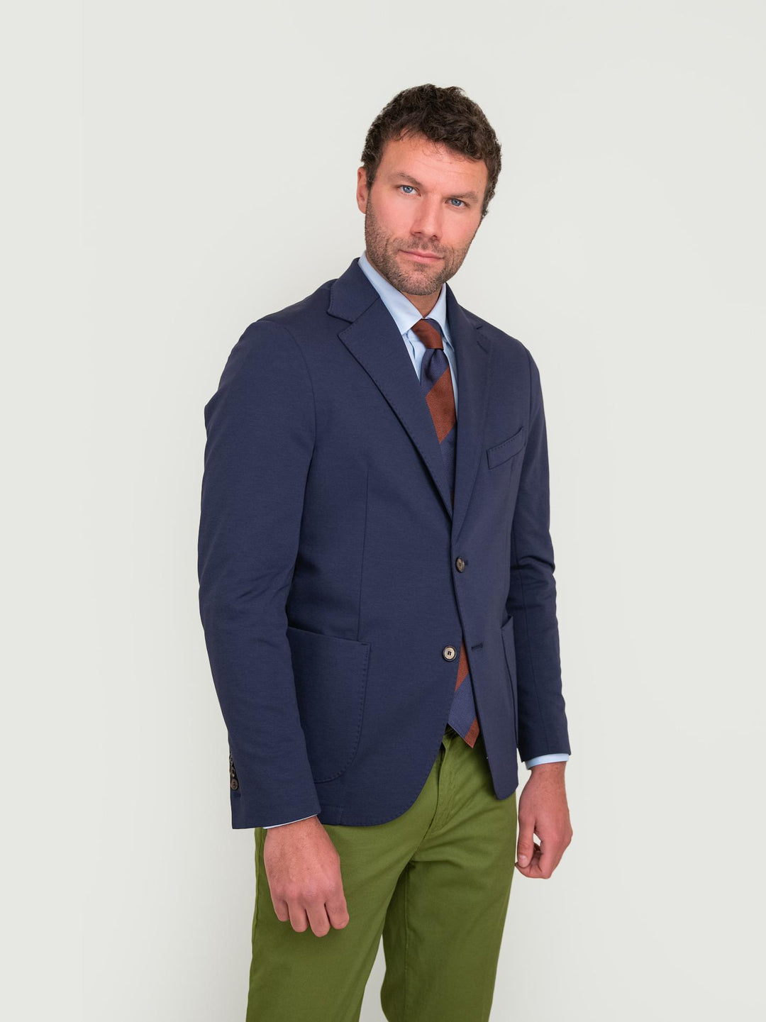 BLAZER IN MISTO COTONE PUNTO MILANO BLU NAVY S24CT00G004M 174 ANDREA MORANDO 