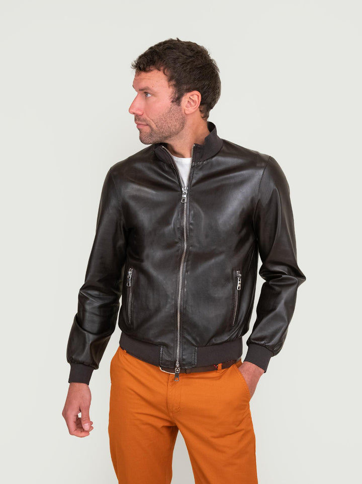 BOMBER IN PELLE MARRONE SCURO DEREK SEAMLESS 06 JACK LEATHER 