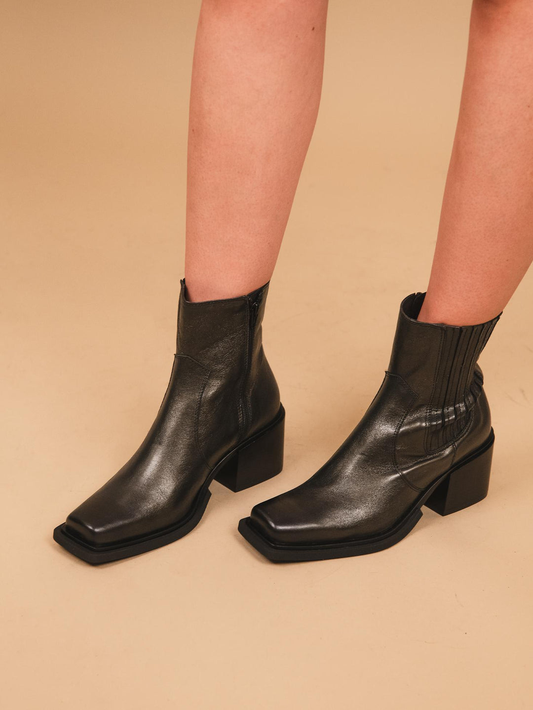 STIVALETTO TEXANO IN PELLE LAMINATA NERA 2493 NERO ANDREA MORANDO 