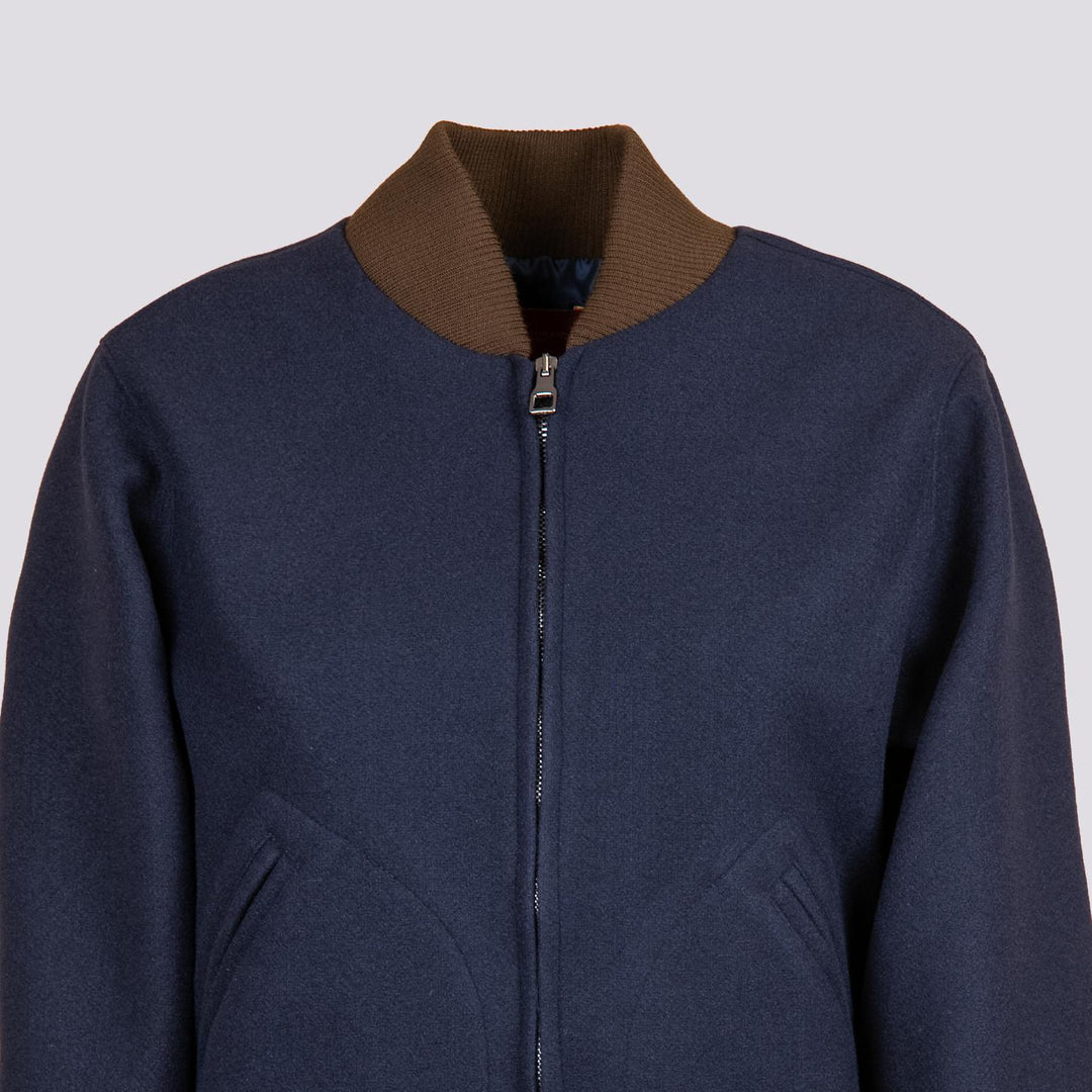 BOMBER CON PROFILI A CONTRASTO IN TESSUTO BLU RJ02 NAVY ANDREA MORANDO 