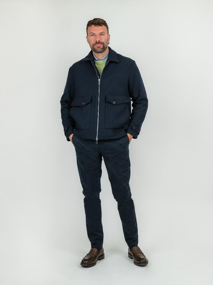 GIACCA IN LANA BLU CON ZIP F2W4J013M DARK BLUE ANDREA MORANDO 
