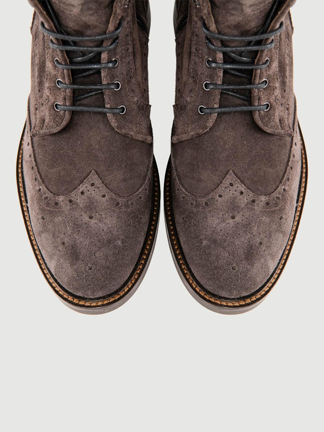 STIVALETTO STRINGATO CODA DI RONDINE SCAMOSCIATO ANTRACITE 1081MOSS PEPE ANDREA MORANDO 