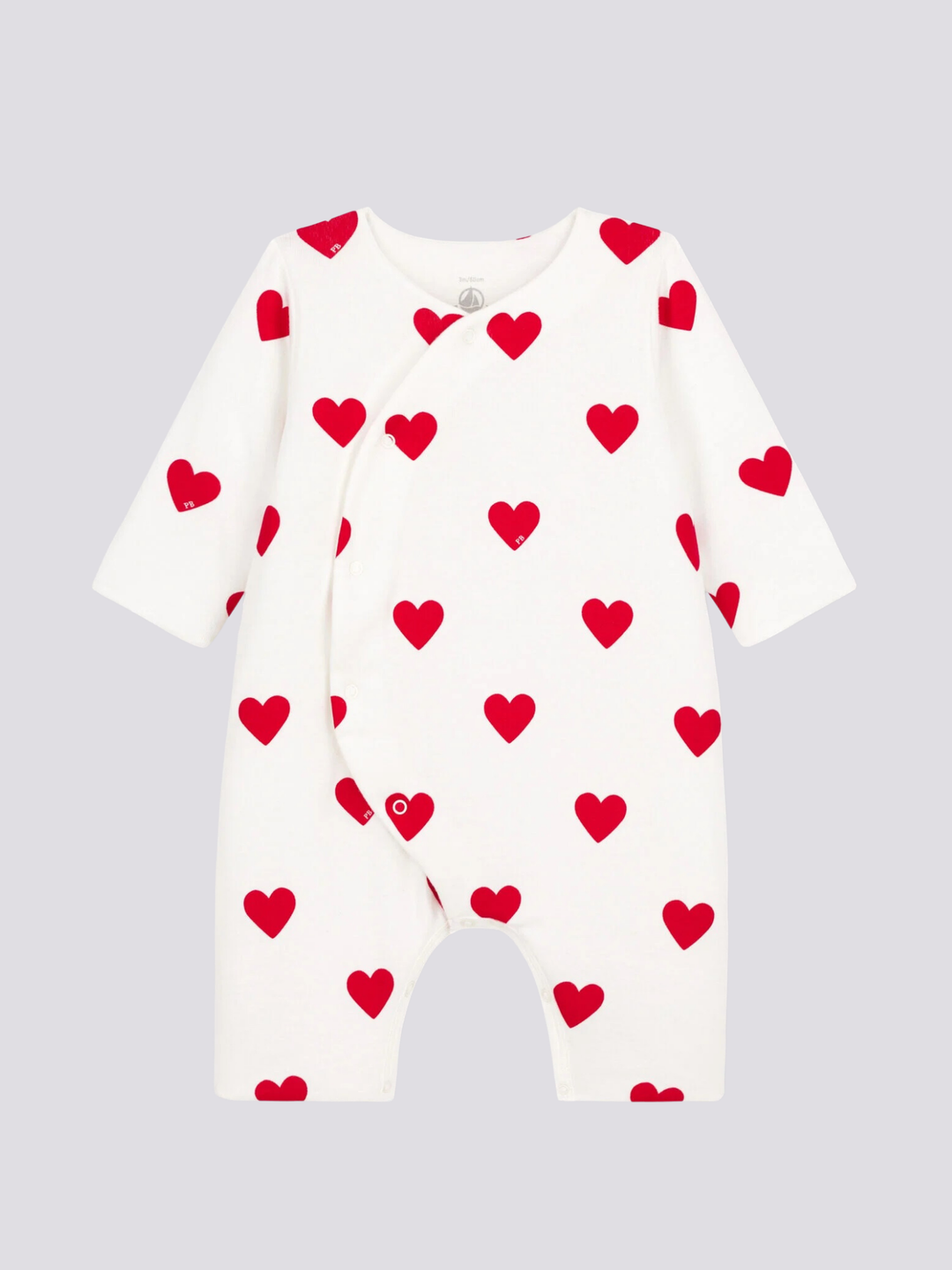 TUTINA LUNGA CON CUORI ROSSI A COSTE  BEBÈ A00K8 01 PETIT BATEAU 