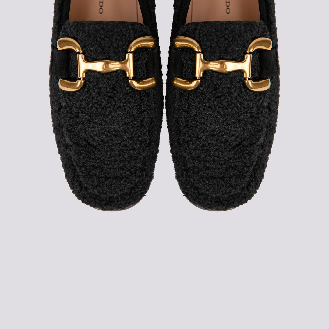 MOCASSINO IN TESSUTO BOUCLE NERO CON MORSETTO FRONTALE 572Z92VK NEGRO ANDREA MORANDO 