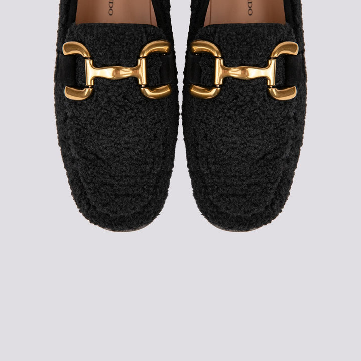 MOCASSINO IN TESSUTO BOUCLE NERO CON MORSETTO FRONTALE 572Z92VK NEGRO ANDREA MORANDO 