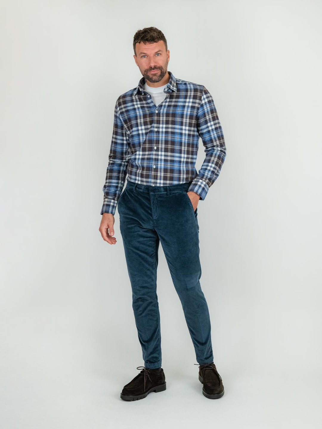 PANTALONE IN VELLUTO A COSTE BLU T502/BRO 860 NOLAB 