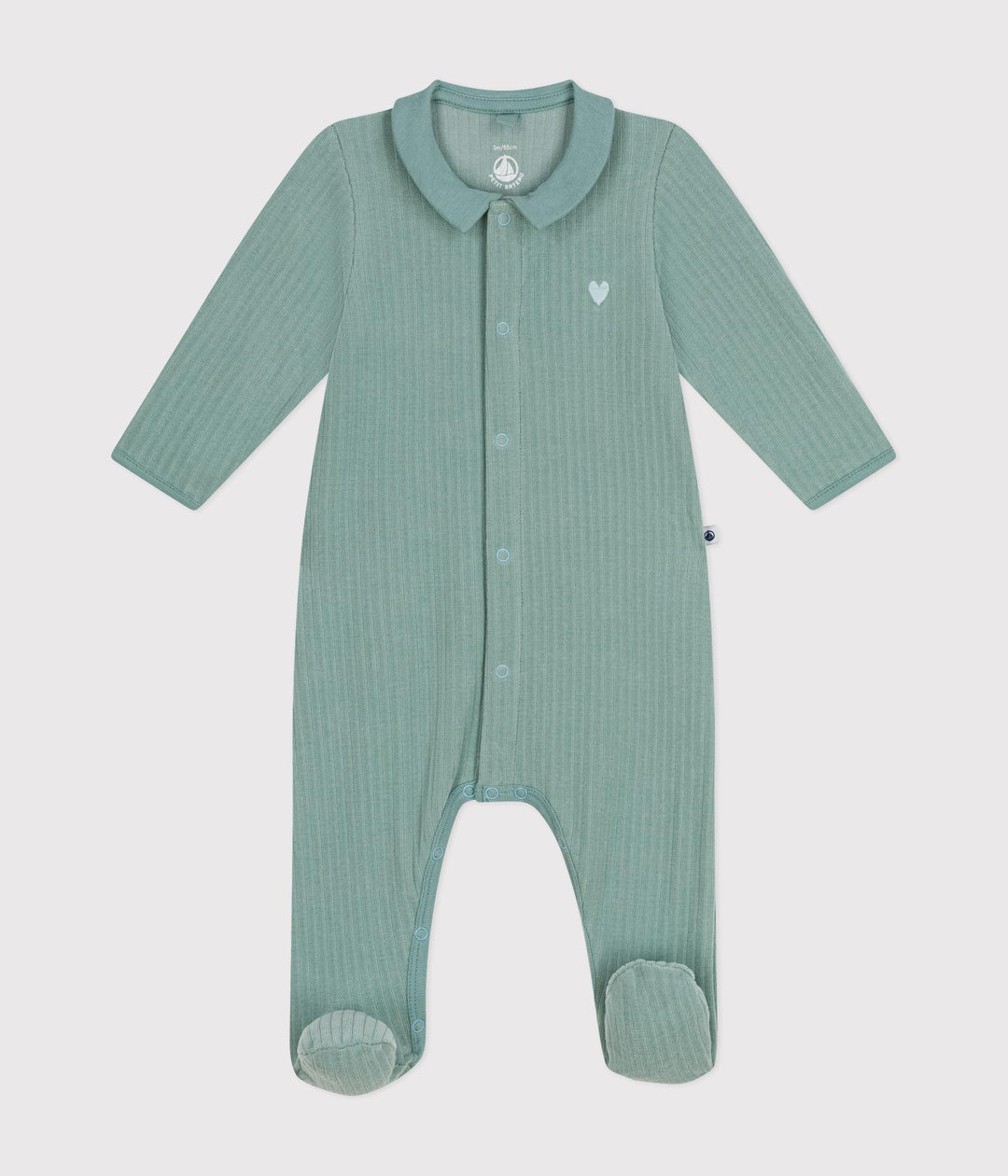 Pigiama neonato in velluto verde a coste A0ATO 01 PETIT BATEAU 