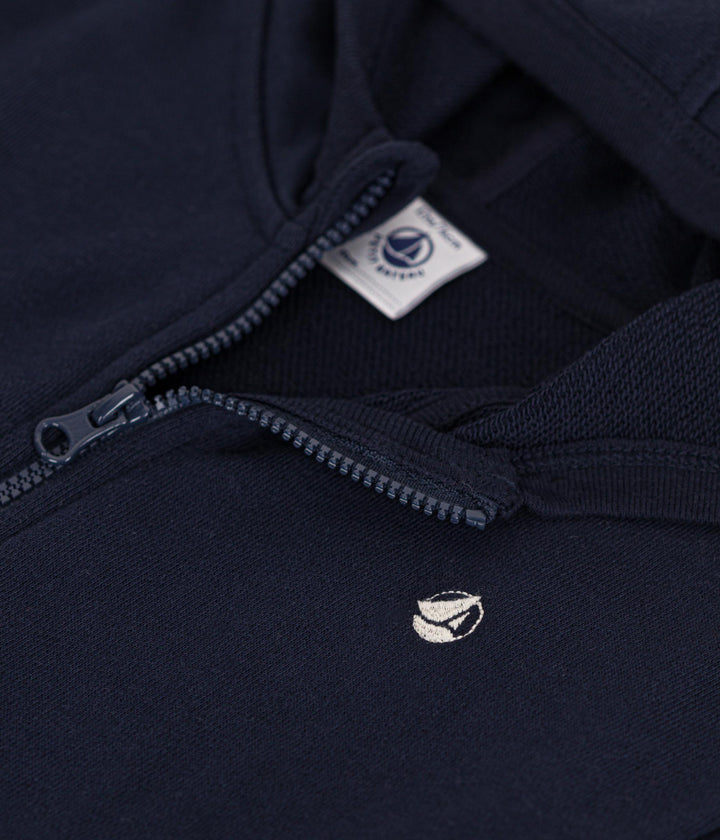 FELPA BLU CON CAPPUCCIO IN TESSUTO FELPATO PER BEBÈ A0A24 01 PETIT BATEAU 