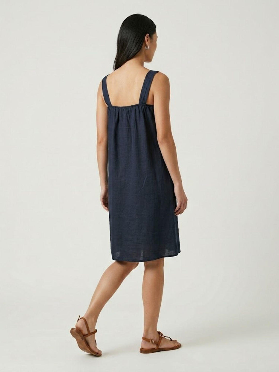 Abito smanicato in lino navy 6AB0528 BLU ANDREA MORANDO 