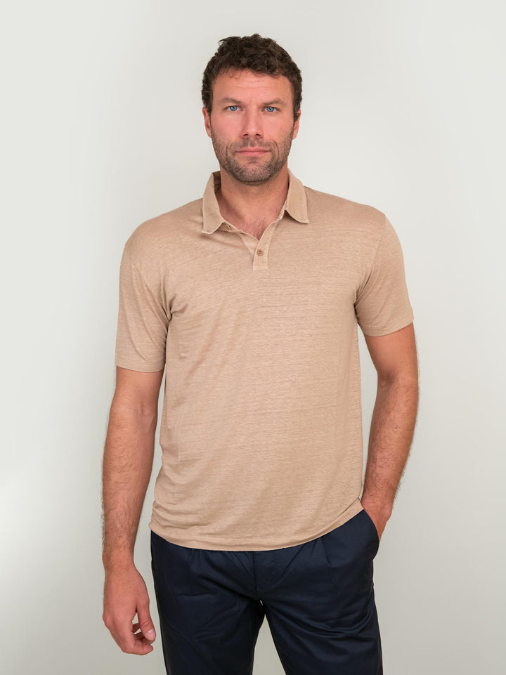 POLO IN LINO COLOR DUNE 0602 332 FIESOLI DANIELE 