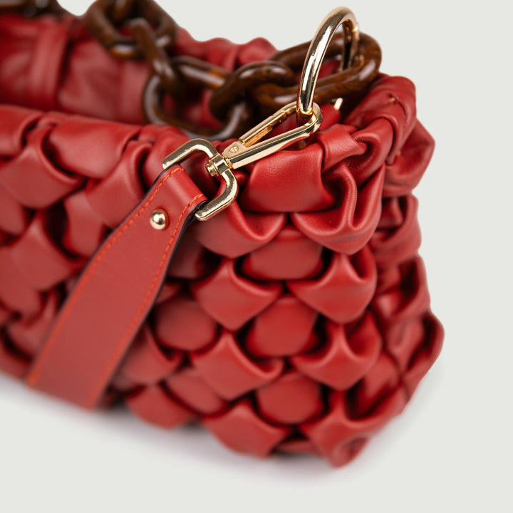 BORSA IN PELLE INTRECCIATA MATTONE "CURLY" CURLYNEW MATTONE BIMOR 
