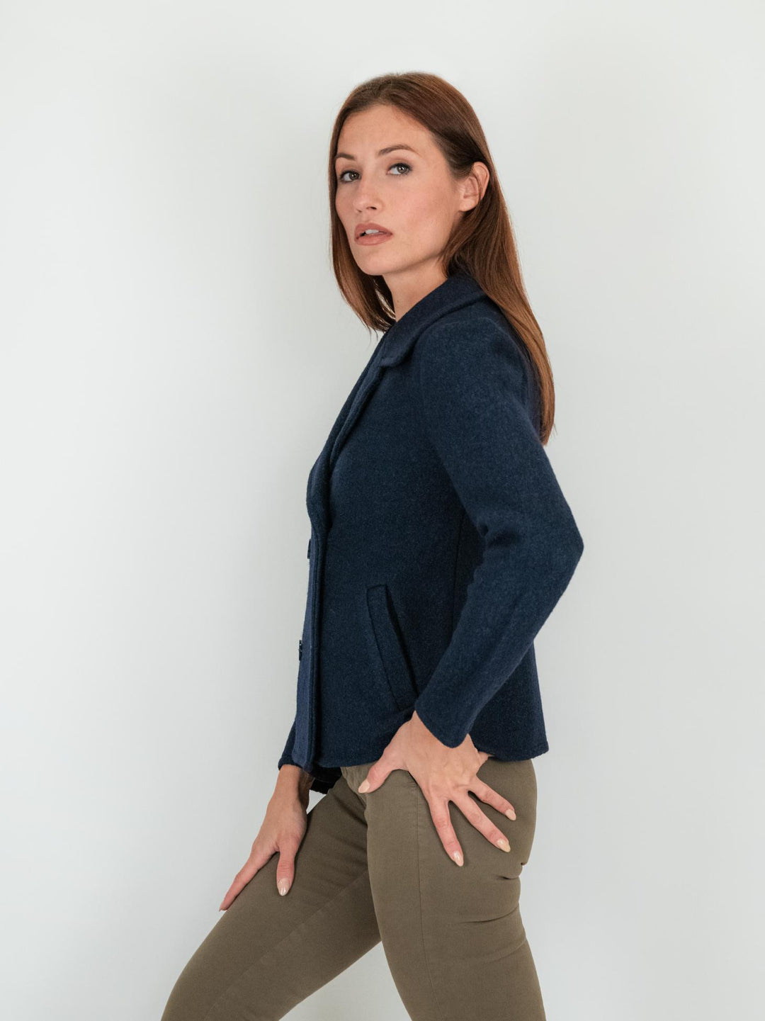 BLAZER DOPPIOPETTO IN LANA COTTA BLU 245C1183 304 ANDREA MORANDO 