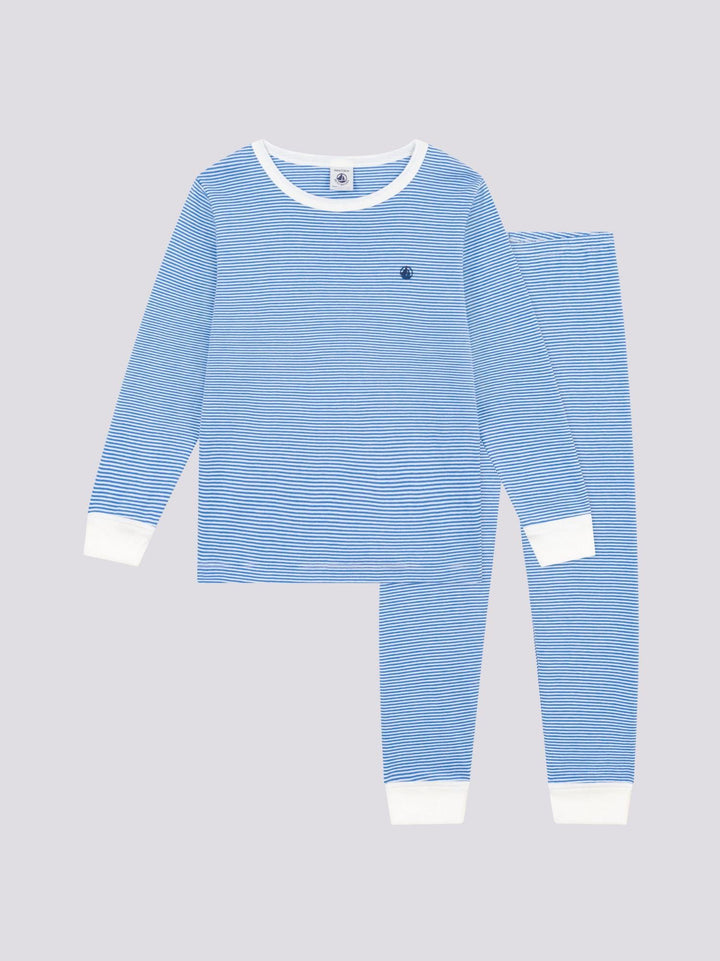 PIGIAMA RIGATO AZZURRO BAMBINO IN COTONE A09OT 02 PETIT BATEAU 