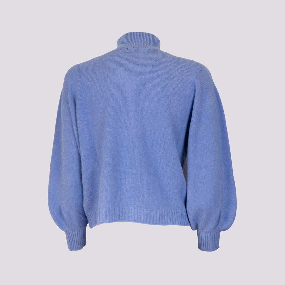 LUPETTO CON MANICA A PALLONCINO  IN MAGLIA AZZURRA 0570/125 8013 BIMOR 