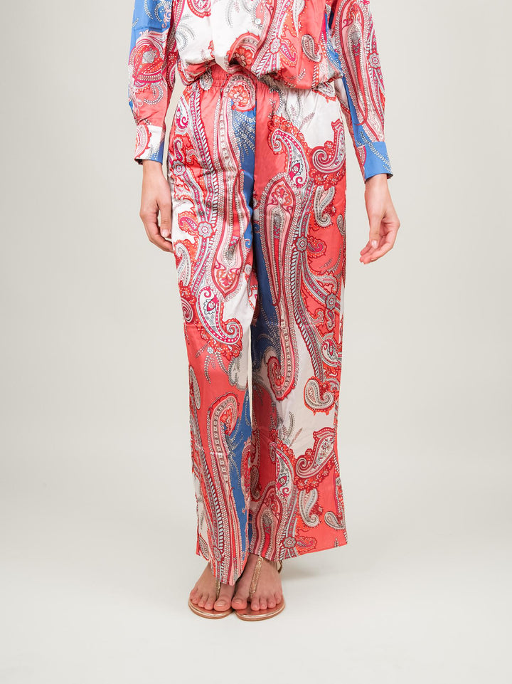 PANTALONE A PALAZZO FANTASIA SALMONE E BLUETTE 9821 SALMONE ANDREA MORANDO 