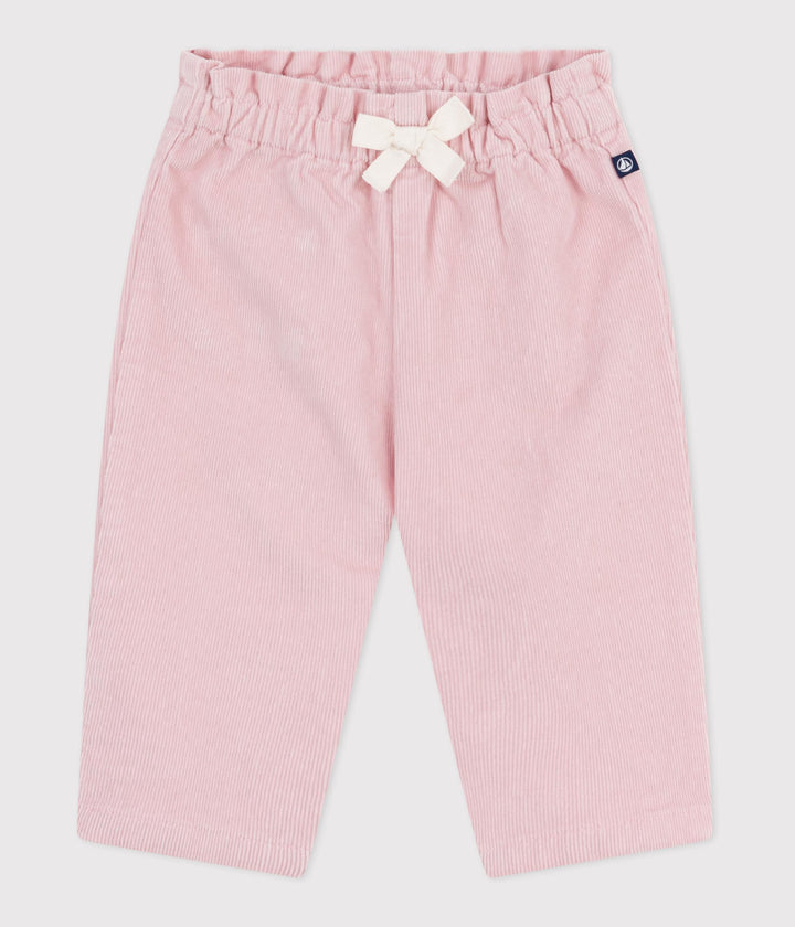 Pantaloni neonato in velluto rosa A0DVJ 02 PETIT BATEAU 