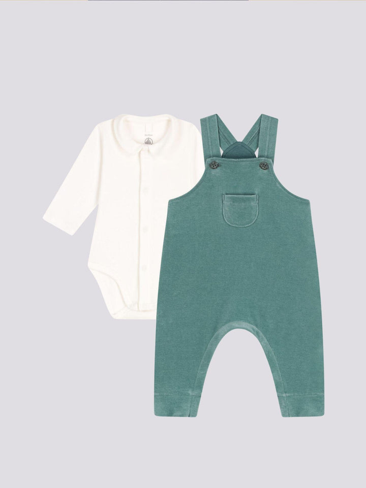 COMPLETO BODY E SALOPETTE IN VELLUTO BEBÈ A082X 01 PETIT BATEAU 