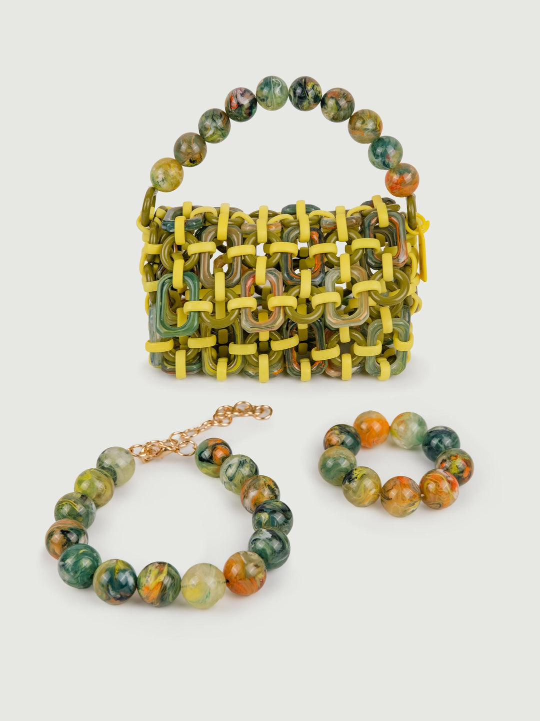 Bracciale Bubble in resina multicolor verde
