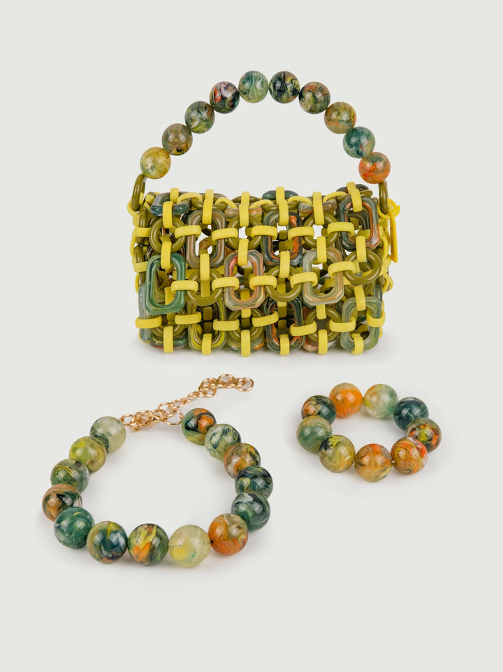 Bracciale Bubble in resina multicolor verde