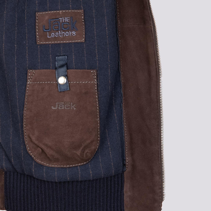 GIUBBOTTO IN CAMOSCIO MARRONE CON INSERTI N MAGLIA FRANCIS FRANCIS 309 JACK LEATHER 