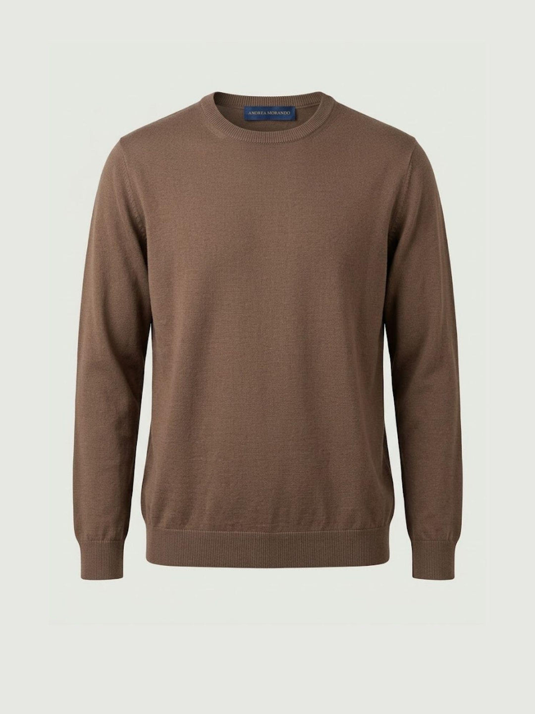 Maglia con scollo rotondo in cotone cacao 3700900 649 ANDREA MORANDO 