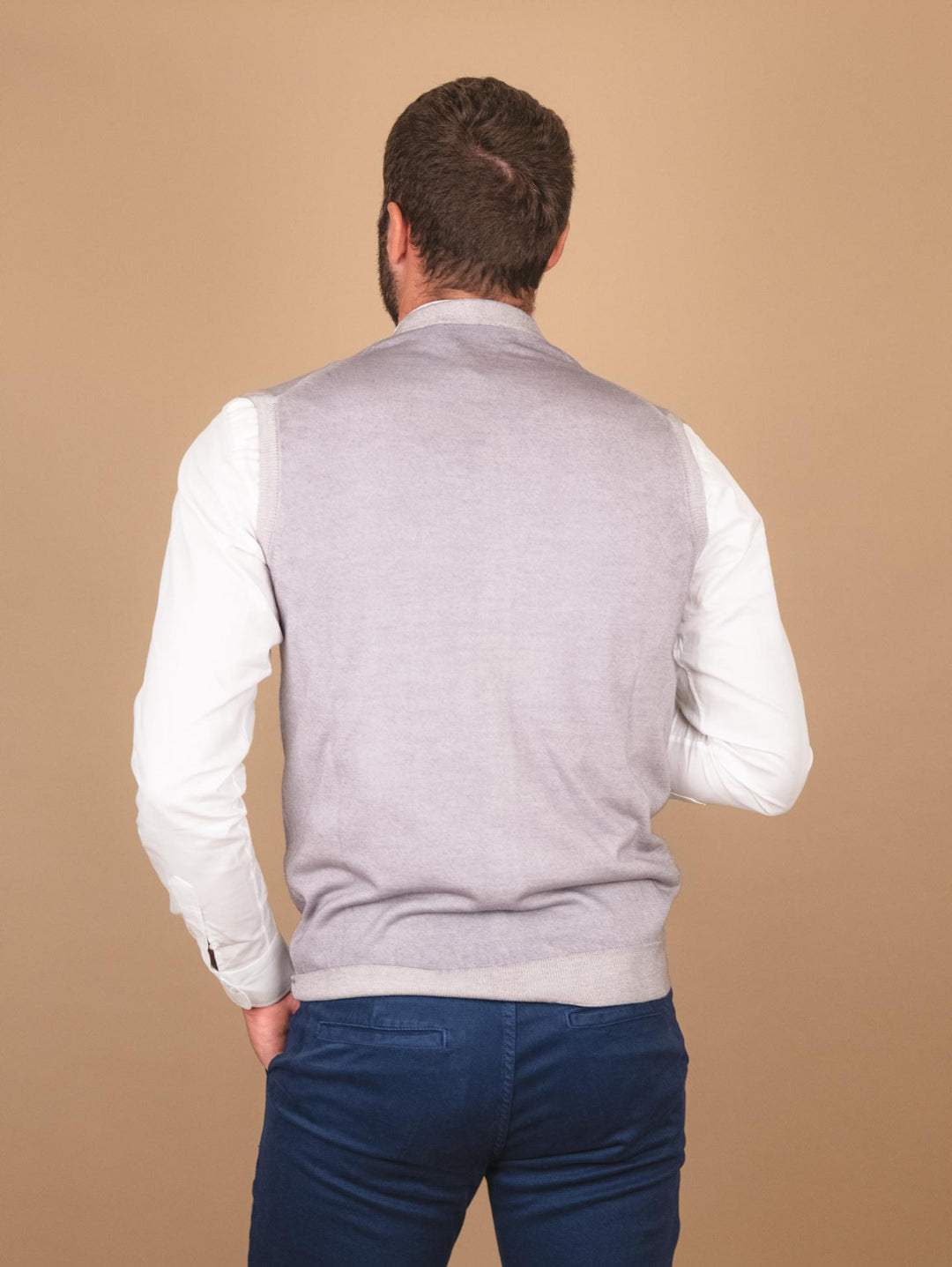 GILET SMANICATO GRIGIO IN LANA MERINO 0003 16 FIESOLI DANIELE 