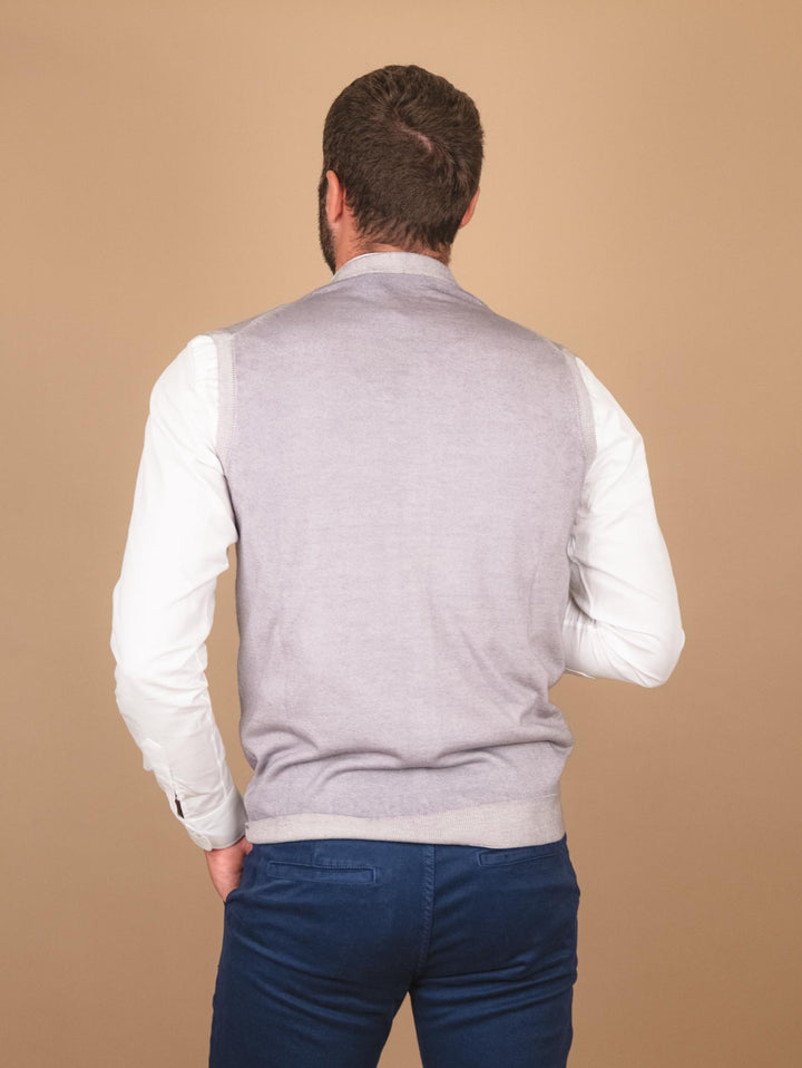 GILET SMANICATO GRIGIO IN LANA MERINO 0003 16 FIESOLI DANIELE 
