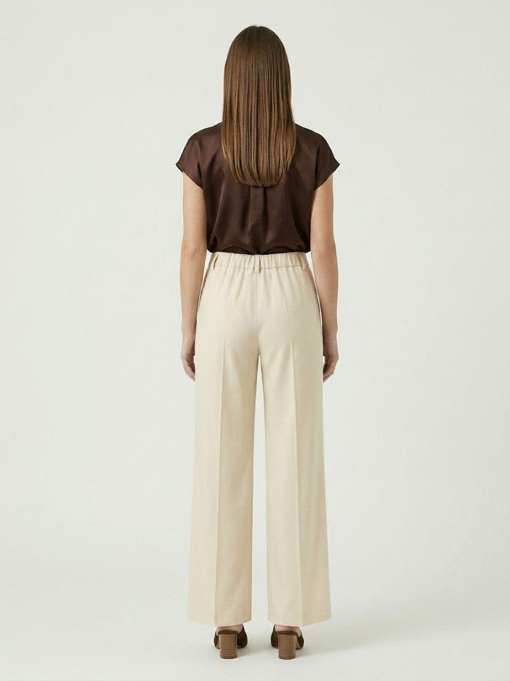Pantaloni a palazzo con pences beige P3037 MANDORLA ANDREA MORANDO 
