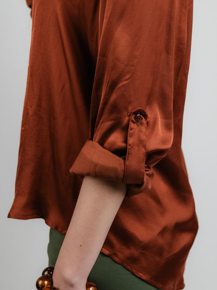 CAMICIA IN RASO TABACCO M796/13V4 CUOIO/TABACCO ANDREA MORANDO 