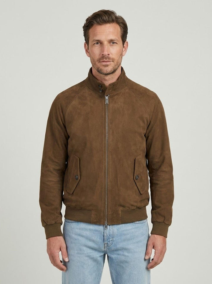 Giacca G9 in pelle scamosciata Dark Olive BRCPS0939 699 BARACUTA 