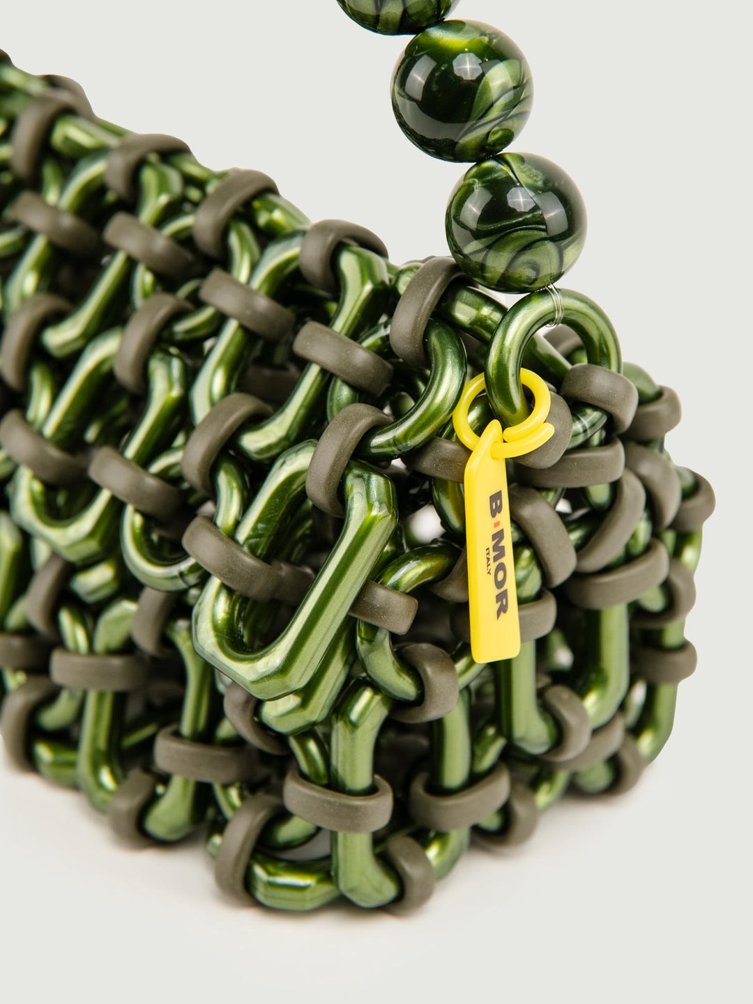 BORSA BUBBLE IN RESINA VERDE METALLIZZATO BUBBLE METALLIC GREEN BIMOR 