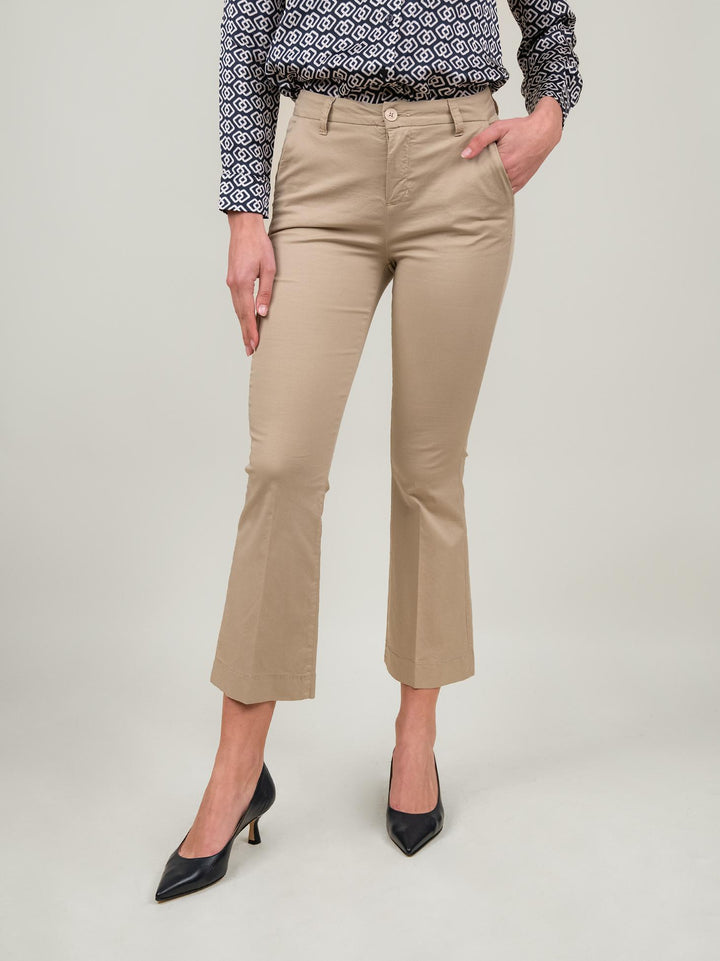 PANTALONE A TROMBETTA IN COTONE BEIGE 824MA BEIGE ANDREA MORANDO 