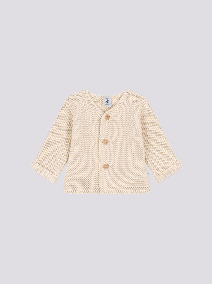 CARDIGAN IN TRICOT A PUNTO LEGACCIO PER BEBÈ A08BQ 03 PETIT BATEAU 