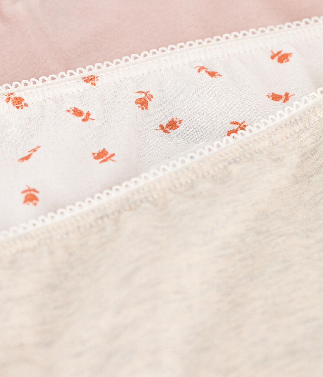 CONFEZIONE DA 3 SLIP DA RAGAZZA IN COTONE ED ELASTAM MOTIVO FIORE A0899 00 PETIT BATEAU 