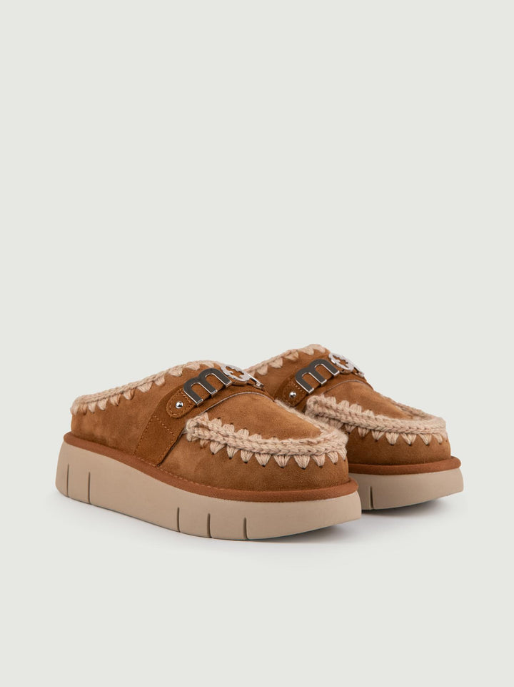 Bounce Clog Mou cognac con logo in metallo FW531001A COG MOU 