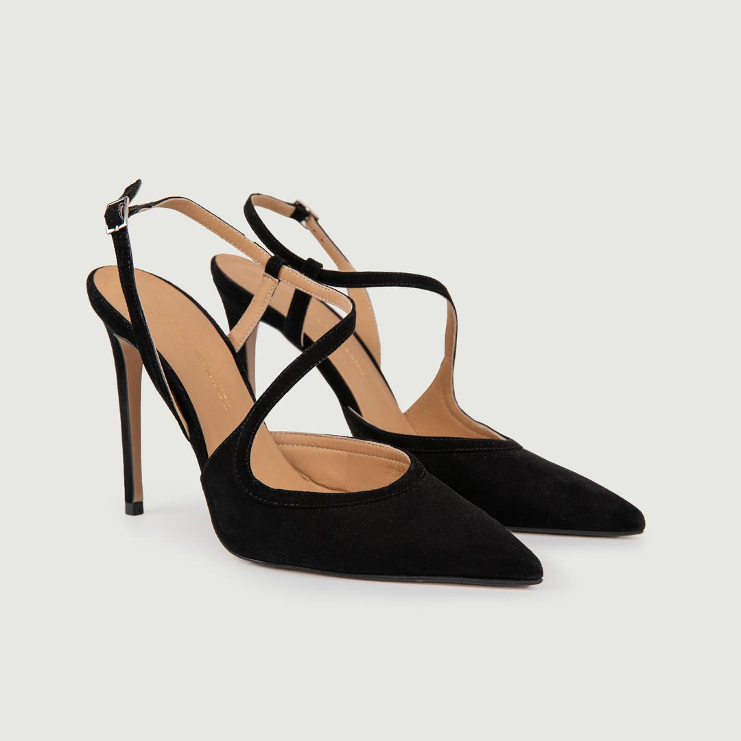 CHANEL A PUNTA IN CAMOSCIO NERO