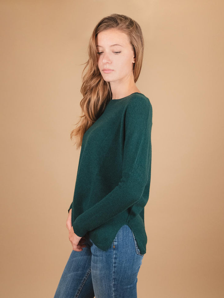 MAGLIA OVER IN CASHMERE ECO-FRIENDLY VERDE BOTTIGLIA ASTRID BOUTEILLE ABSOLUT CASHMERE 
