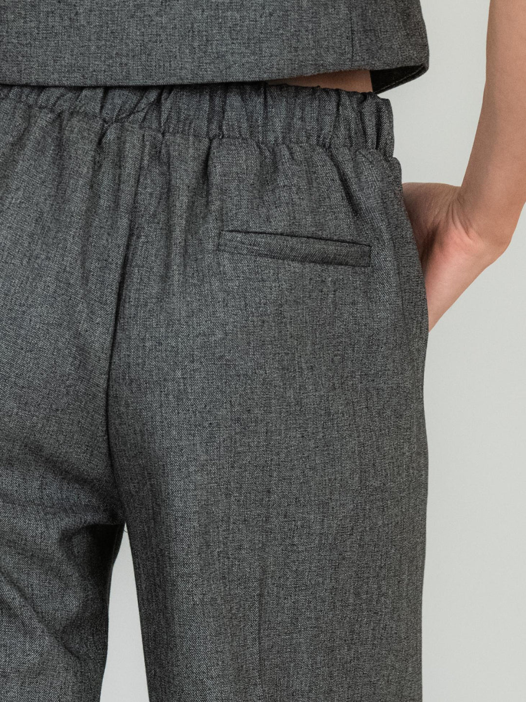 PANTALONE A PALAZZO GRIGIO MELANGE P4L0IEI NERO ANDREA MORANDO 