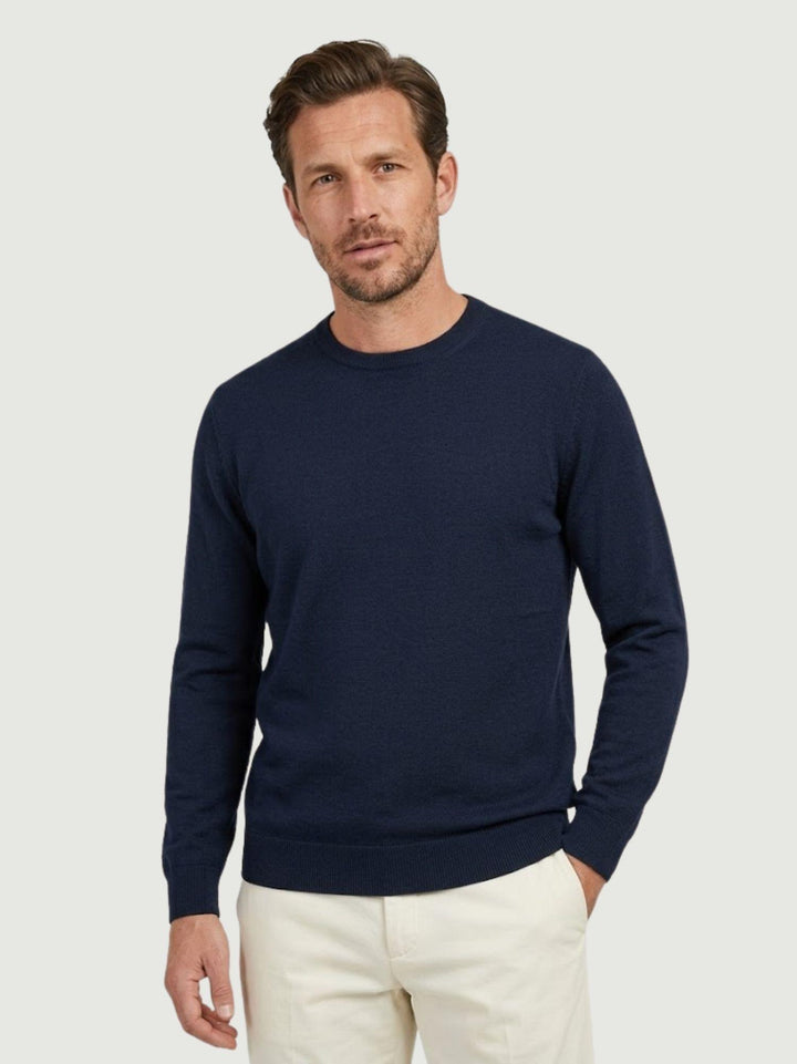 Maglia con scollo rotondo in cotone blu scuro 3700900 220 ANDREA MORANDO 