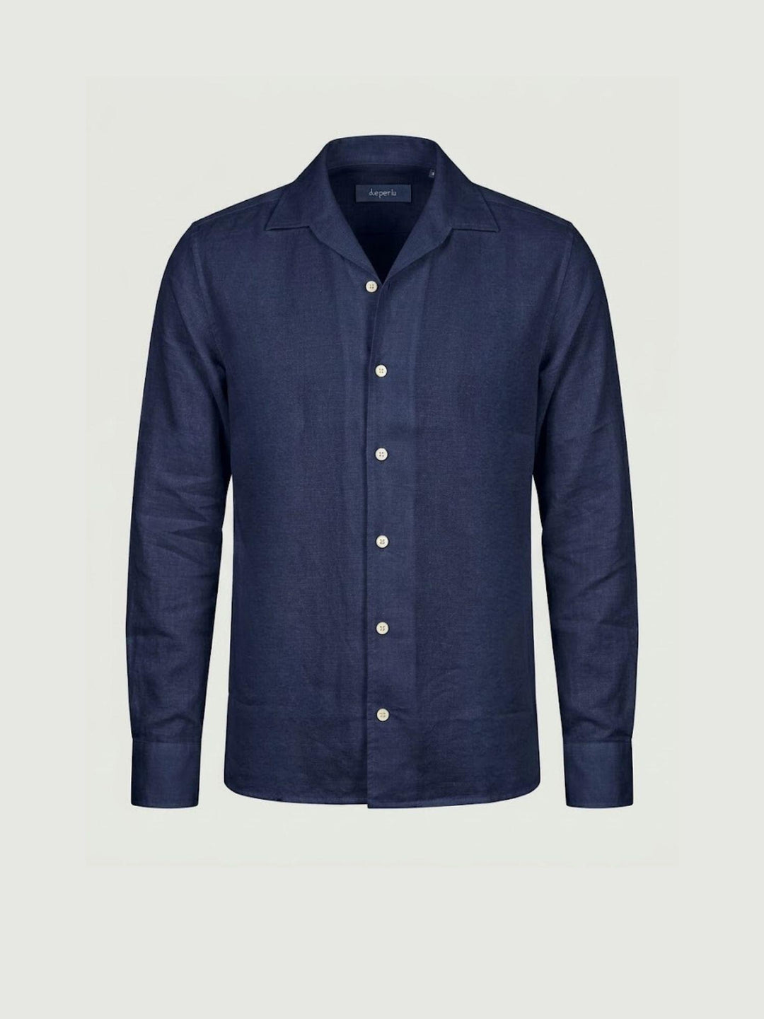 Camicia in tessuto chambray lino e cotone navy CRAIG 04 DEPERLU 