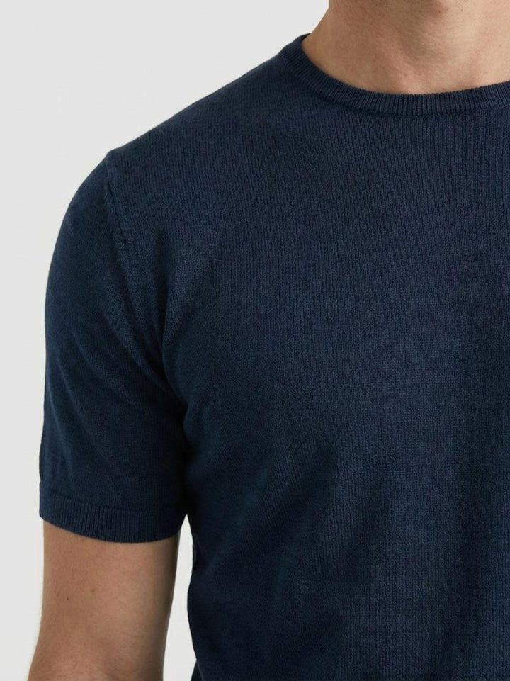 T-shirt in maglina di cotone blu VITTI BLU ANDREA MORANDO 
