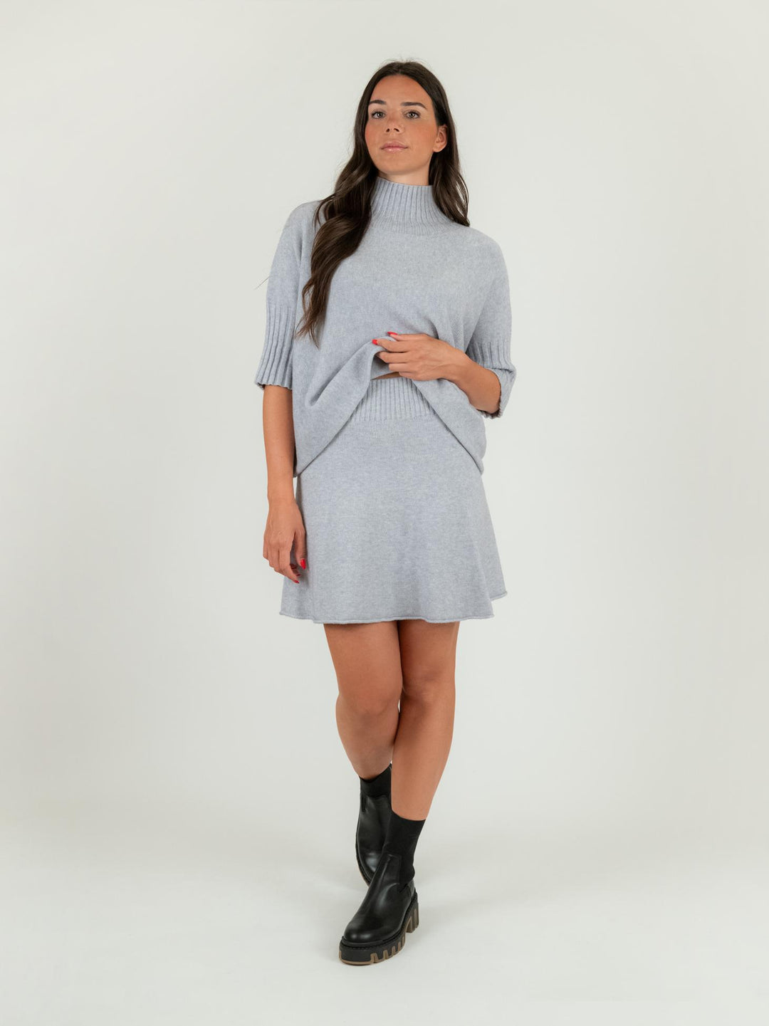 MINI GONNA IN MAGLIA GRIGIO PERLA 0370/286 0020 BIMOR 