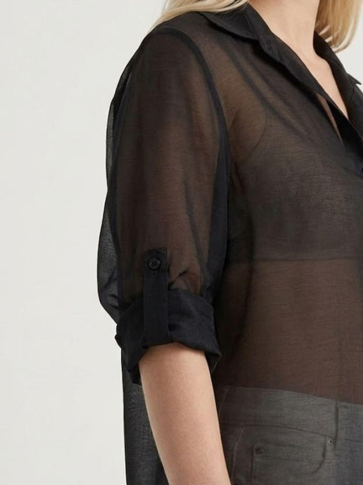 Camicia semitrasparente nera M796/071 7 ANDREA MORANDO 