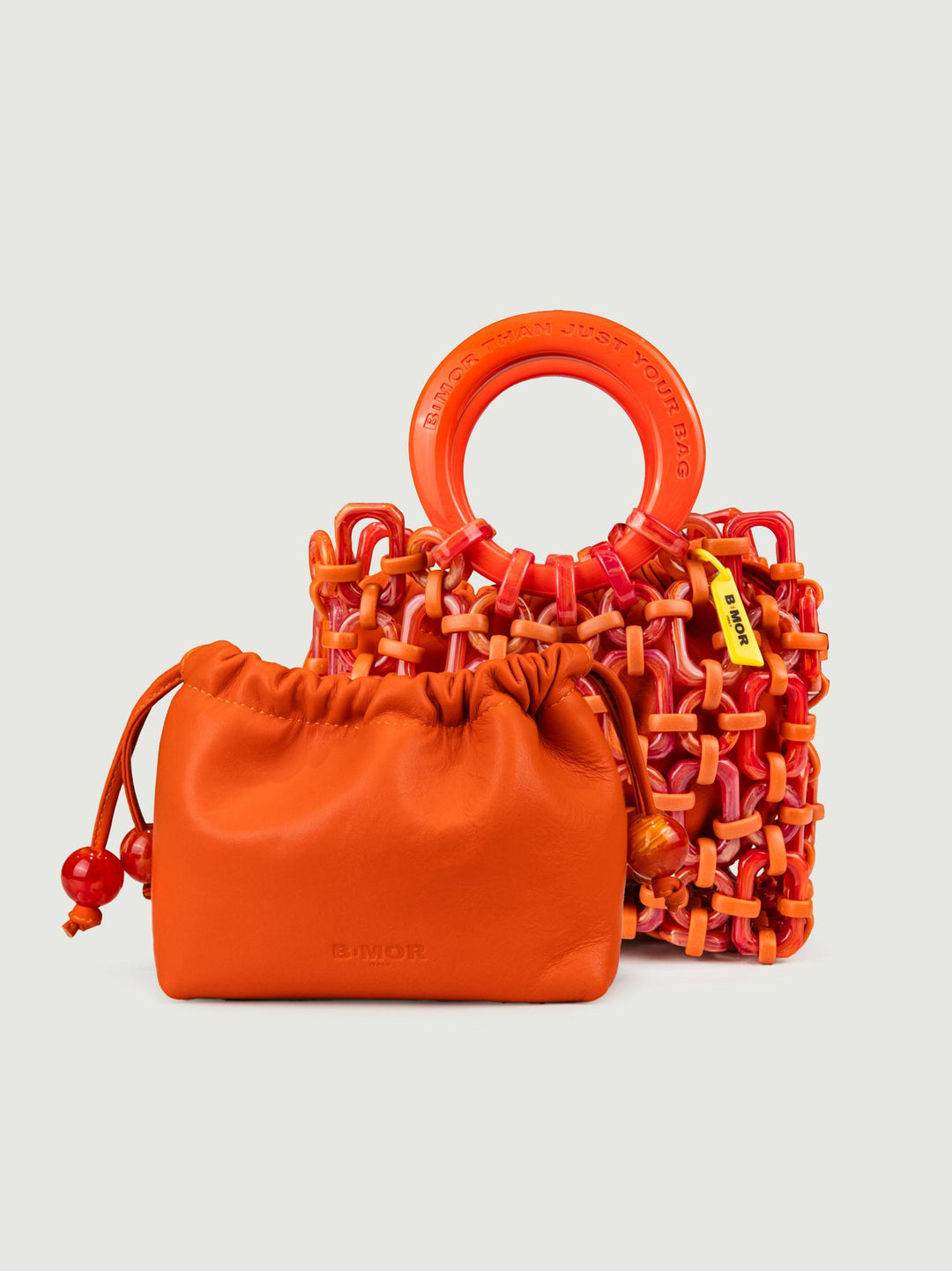 POCHETTE BON BON IN PELLE ARANCIONE