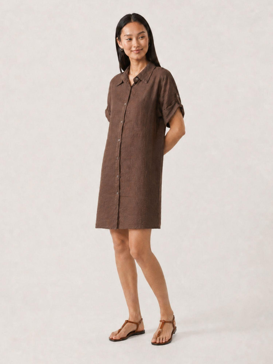 Abito camicia in lino testa di moro 6AB0527 609 ANDREA MORANDO 