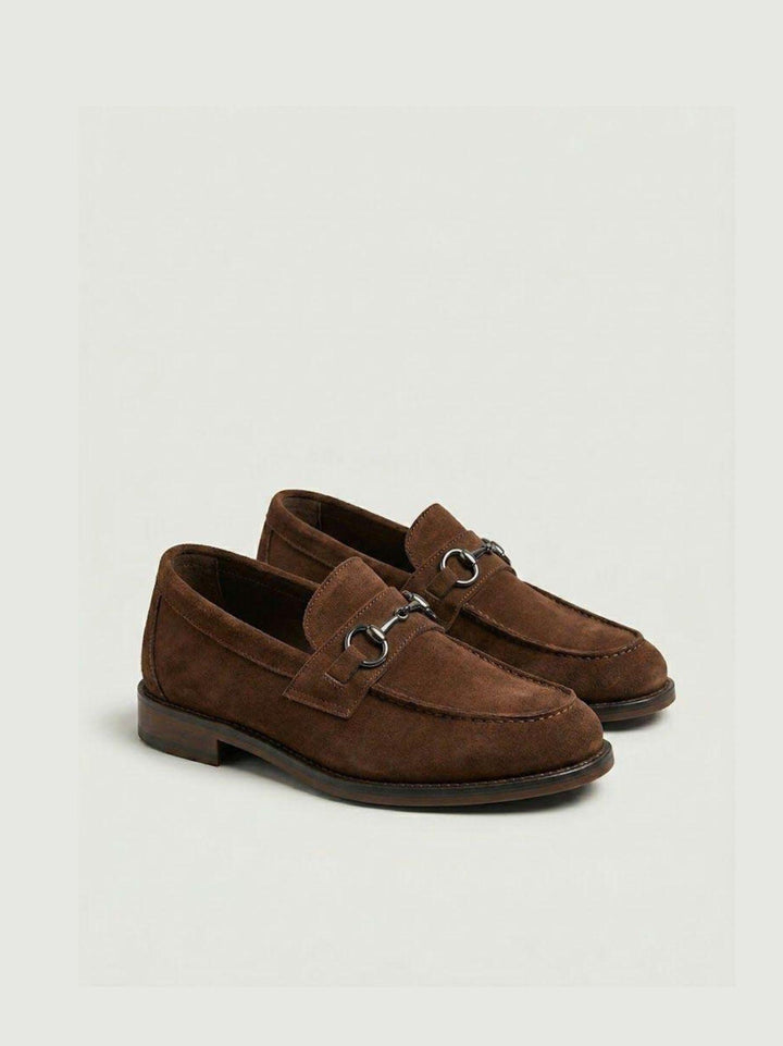 Mocasssino in pelle scamosciata marrone con morsetto 011 T.MORO ANDREA MORANDO 