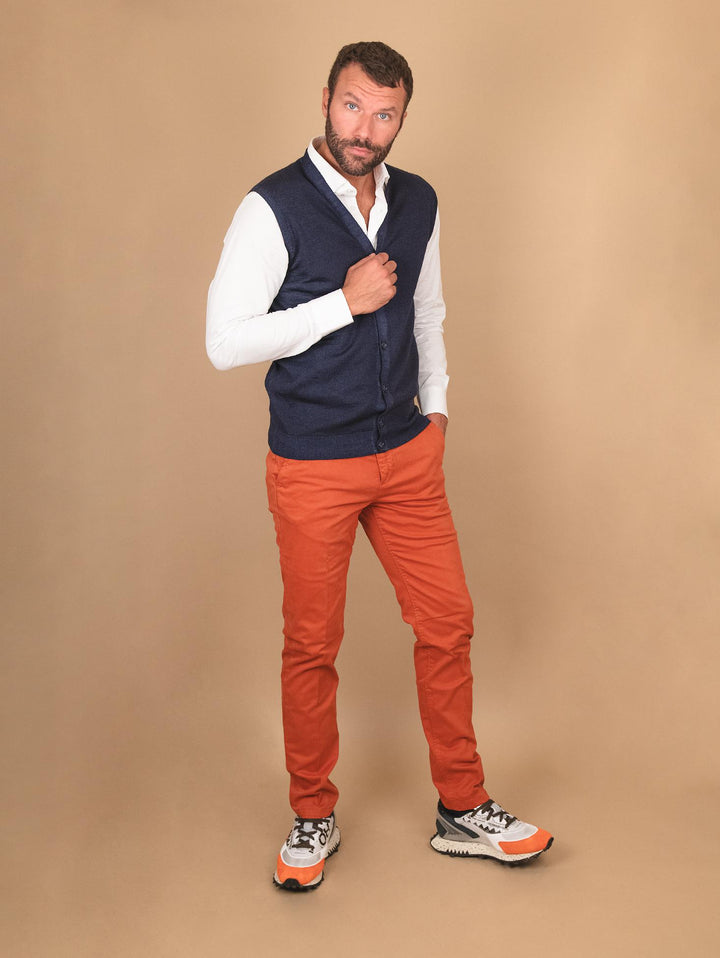 GILET SMANICATO BLU IN LANA MERINO 0003 24 FIESOLI DANIELE 