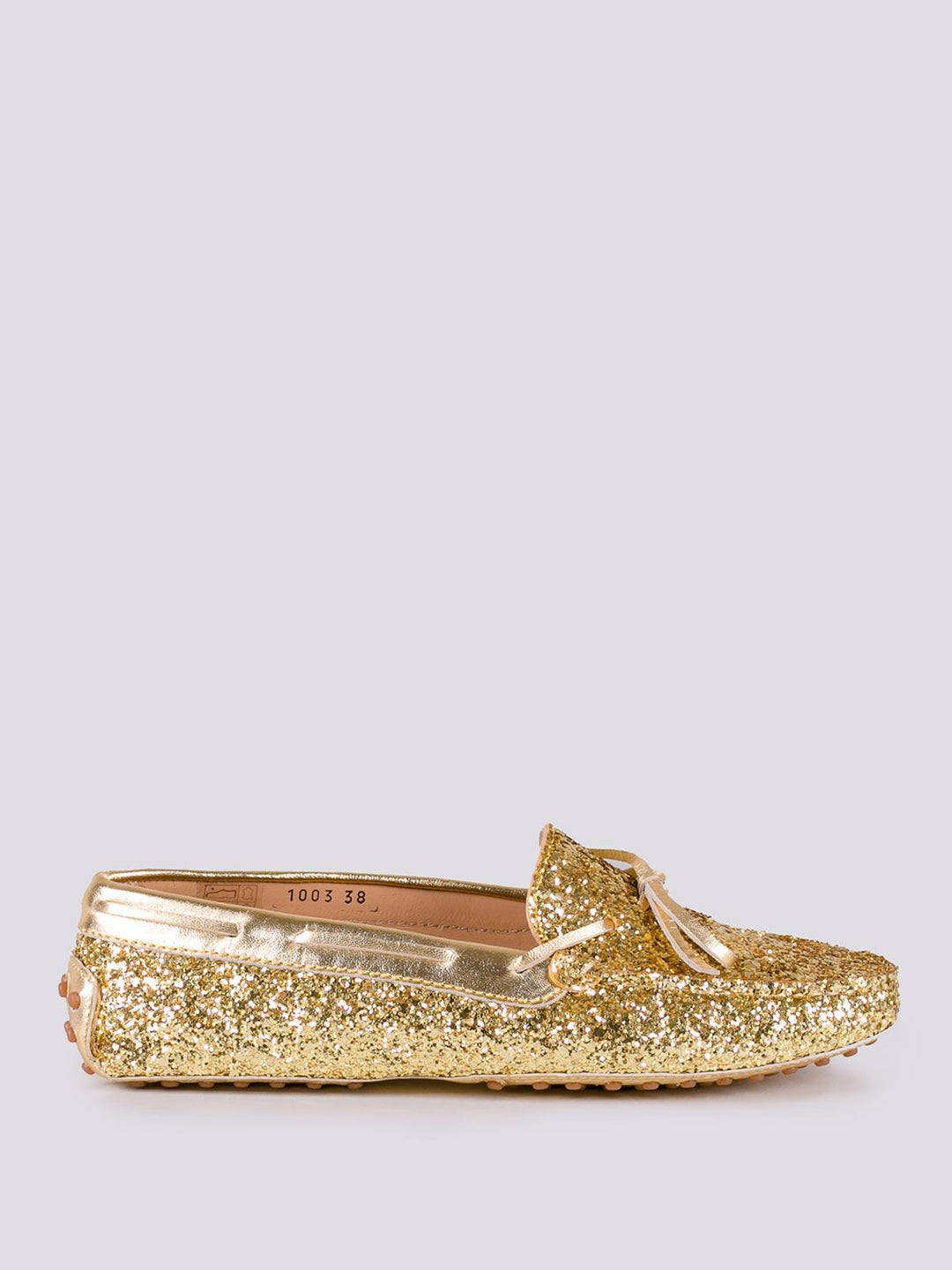MOCASSINO CON GOMMINI IN GLITTER 1003/GLITTER ORO ANDREA MORANDO 