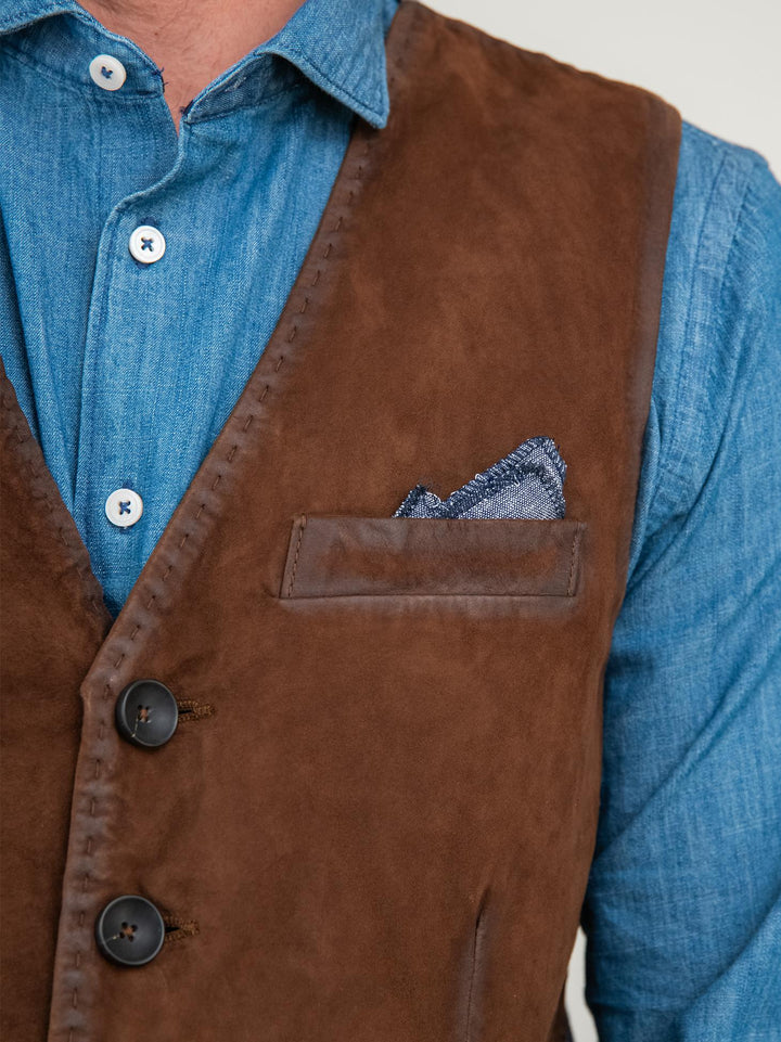 GILET IN PELLE COLOR WHISKY LORRY J24 JACK LEATHER 